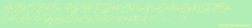 Hello Signature Font – Yellow Fonts on Green Background