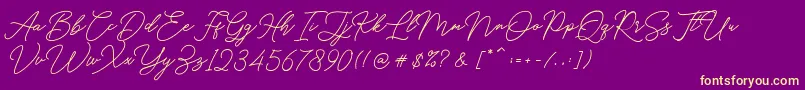 Hello Signature Font – Yellow Fonts on Purple Background