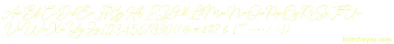 Hello Signature Font – Yellow Fonts on White Background