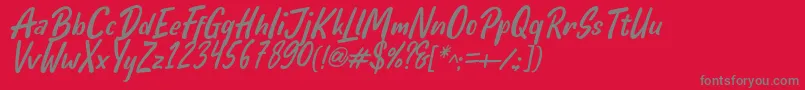 Hello Teman Italic by Andrian 7NTypes Font – Gray Fonts on Red Background