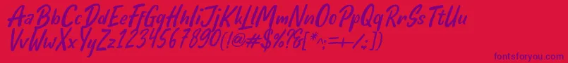 Hello Teman Italic by Andrian 7NTypes Font – Purple Fonts on Red Background