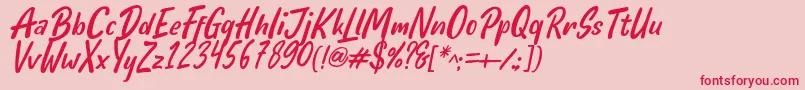 Police Hello Teman Italic by Andrian 7NTypes – polices rouges sur fond rose