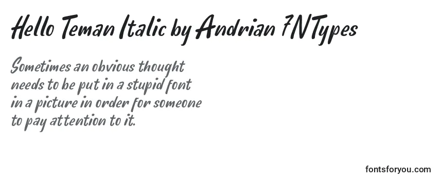 フォントHello Teman Italic by Andrian 7NTypes