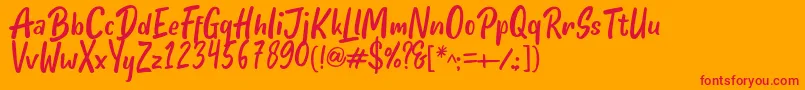 Шрифт Hello Teman Regular by Andrian 7NTypes – красные шрифты на оранжевом фоне