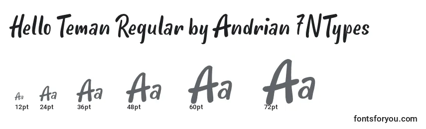 Hello Teman Regular by Andrian 7NTypes Font Sizes