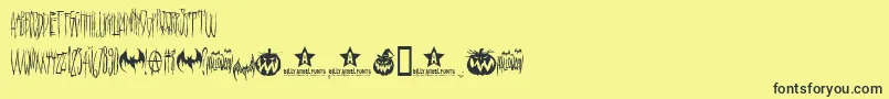 Fonte HeLlo WEeN     – fontes pretas em um fundo amarelo