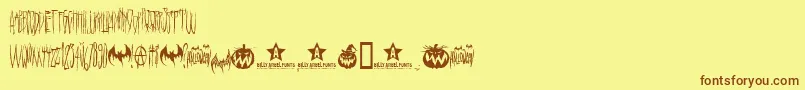 Fonte HeLlo WEeN     – fontes marrons em um fundo amarelo