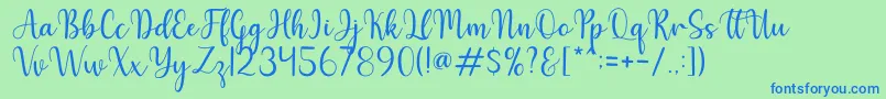 Hello Font – Blue Fonts on Green Background