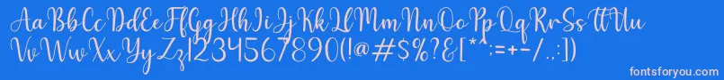 Hello-Schriftart – Rosa Schriften auf blauem Hintergrund