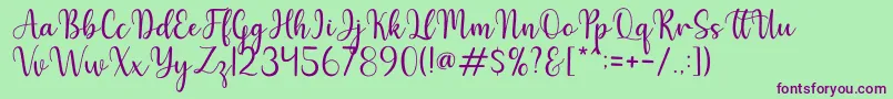 Hello Font – Purple Fonts on Green Background