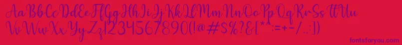 Hello Font – Purple Fonts on Red Background