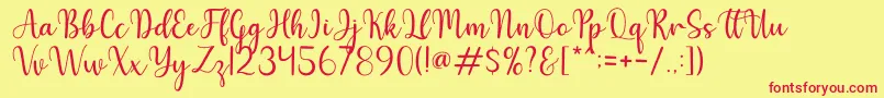 Hello-Schriftart – Rote Schriften auf gelbem Hintergrund
