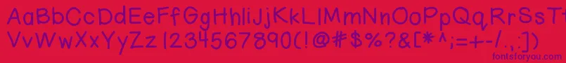 Czcionka HelloAli – fioletowe czcionki na czerwonym tle