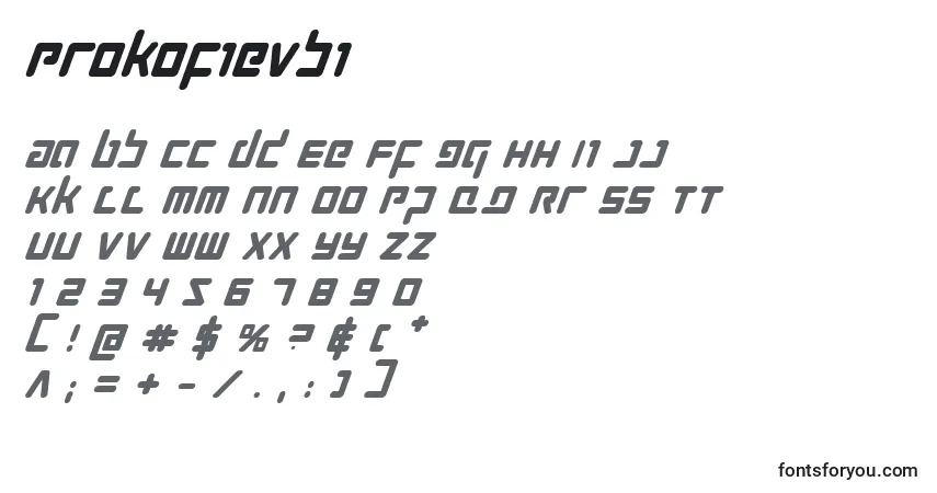 Schriftart Prokofievbi – Alphabet, Zahlen, spezielle Symbole