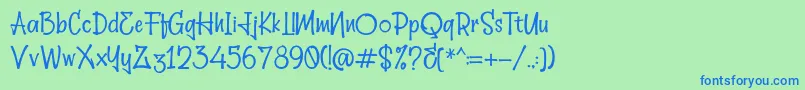 Hellobello Font – Blue Fonts on Green Background