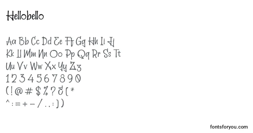 Czcionka Hellobello (129351) – alfabet, cyfry, specjalne znaki