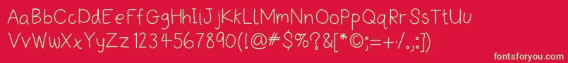 Fonte HelloBeMyPenPal – fontes verdes em um fundo vermelho