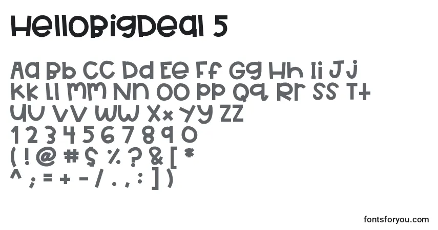 Czcionka HelloBigDeal 5 – alfabet, cyfry, specjalne znaki