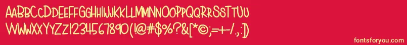 HelloCartoon Font – Yellow Fonts on Red Background