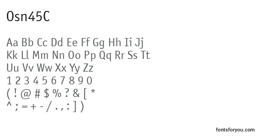 Schriftart Osn45C – Alphabet, Zahlen, spezielle Symbole