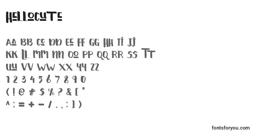 Шрифт HelloCute – алфавит, цифры, специальные символы