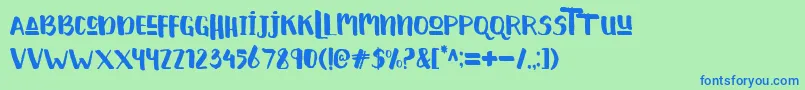 HelloCute Font – Blue Fonts on Green Background