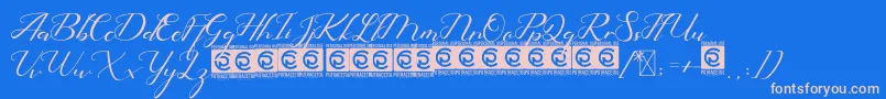 HelloEisya FreeVersion Font – Pink Fonts on Blue Background