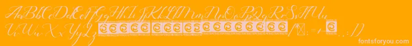 HelloEisya FreeVersion-Schriftart – Rosa Schriften auf orangefarbenem Hintergrund