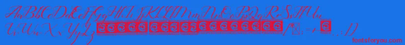 HelloEisya FreeVersion Font – Red Fonts on Blue Background