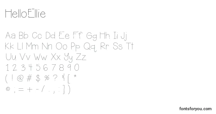 Schriftart HelloEllie – Alphabet, Zahlen, spezielle Symbole