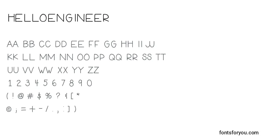 Fuente HelloEngineer - alfabeto, números, caracteres especiales