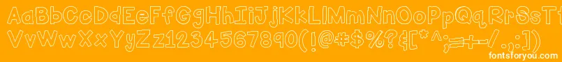 HelloFirstieBig-Schriftart – Weiße Schriften auf orangefarbenem Hintergrund