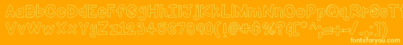 HelloFirstieBig-Schriftart – Gelbe Schriften auf orangefarbenem Hintergrund