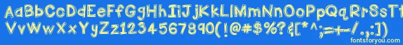 More about HelloFirstieBigGulp Font HelloFirstieBigGulp Font – Yellow Fonts on Blue Background