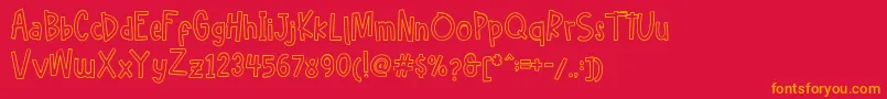 Hellofreeday Outline DEMO Font – Orange Fonts on Red Background