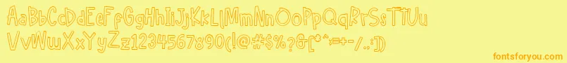 Hellofreeday Outline DEMO Font – Orange Fonts on Yellow Background