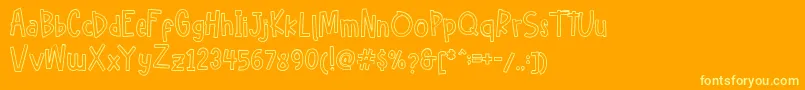Hellofreeday Outline DEMO Font – Yellow Fonts on Orange Background