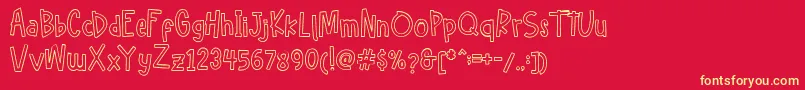 Hellofreeday Outline DEMO-Schriftart – Gelbe Schriften auf rotem Hintergrund