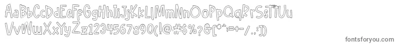 Hellofreeday Outline DEMO-fontti – harmaat kirjasimet valkoisella taustalla