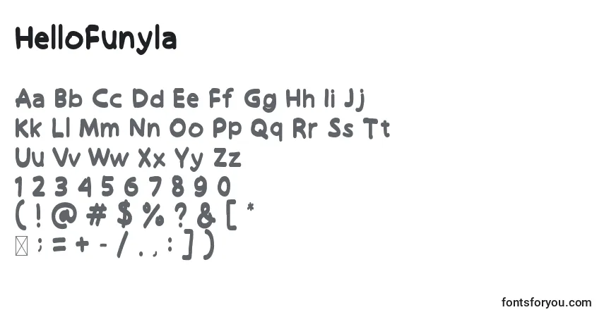 Fuente HelloFunyla - alfabeto, números, caracteres especiales