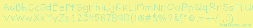 HelloHandMeDown Font – Green Fonts on Yellow Background