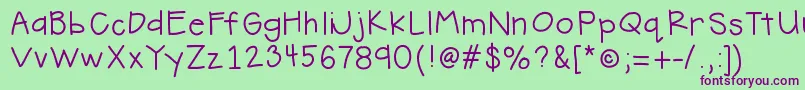 HelloHandMeDown Font – Purple Fonts on Green Background