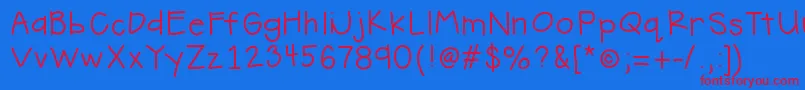 HelloHandMeDown Font – Red Fonts on Blue Background