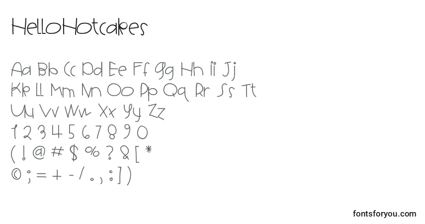 Schriftart HelloHotcakes – Alphabet, Zahlen, spezielle Symbole