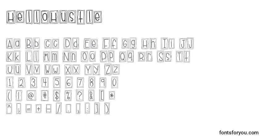 HelloHustleフォント–アルファベット、数字、特殊文字