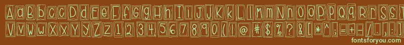 HelloHustle-fontti – vihreät fontit ruskealla taustalla