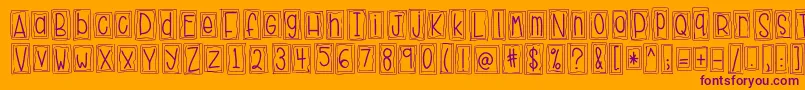 HelloHustle-Schriftart – Violette Schriften auf orangefarbenem Hintergrund