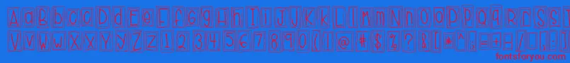 HelloHustle-Schriftart – Rote Schriften auf blauem Hintergrund