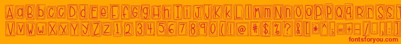 HelloHustle-Schriftart – Rote Schriften auf orangefarbenem Hintergrund