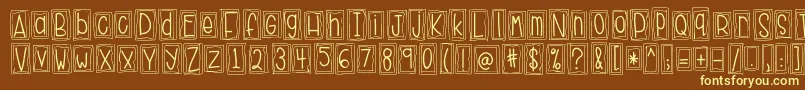 HelloHustle-fontti – keltaiset fontit ruskealla taustalla